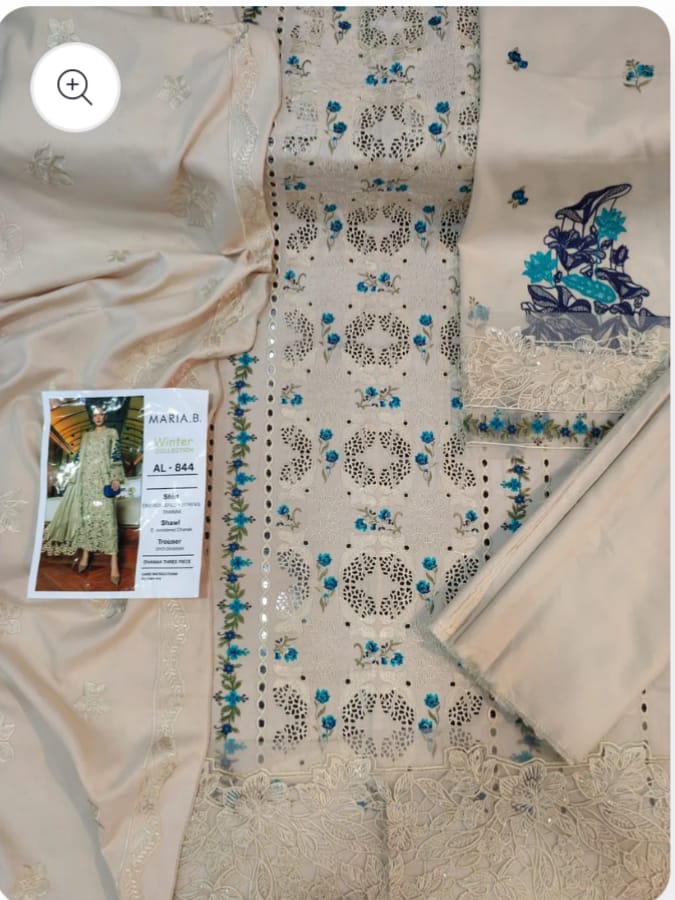 3-Piece Laam Inspired Premium Embroidered Dhanak Suit