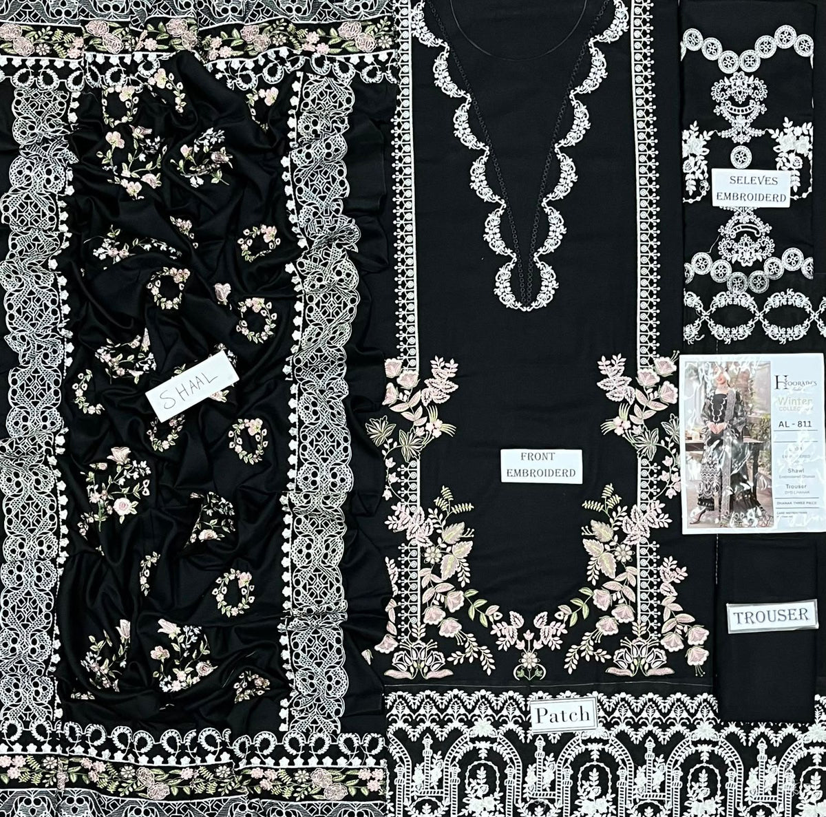 3-Piece Bareeze Inspired Premium Embroidered Dhanak Suit AL-811