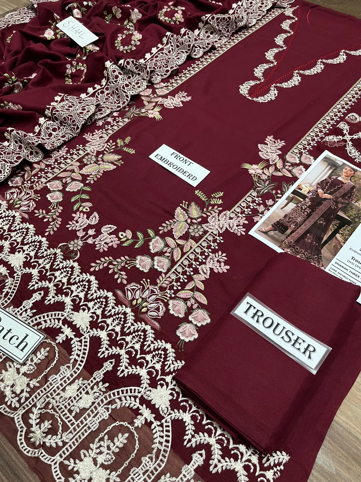 3-Piece Bareeze Inspired Premium Embroidered Dhanak Suit AL-811