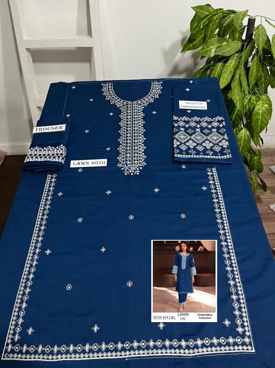 Embroidered 2Pc Lawn Unstitched Summer Dress - DE-1154