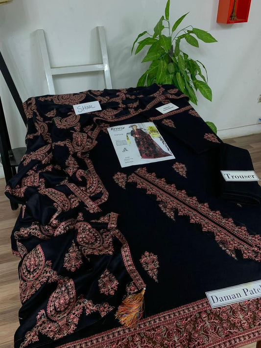 3-Piece Breeze Inspired Premium Embroidered Dhanak Suit AL-105