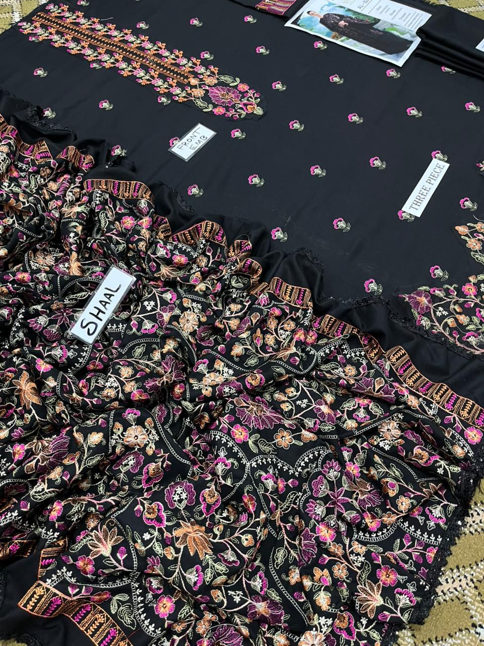 3-Piece Breeze Inspired Premium Embroidered Dhanak Suit AL-105