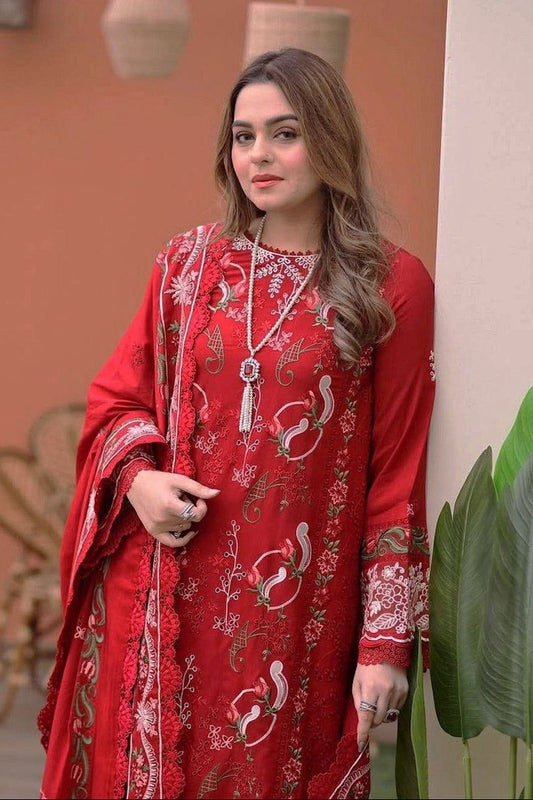 3-Piece Premium Embroidered Dhanak Suit