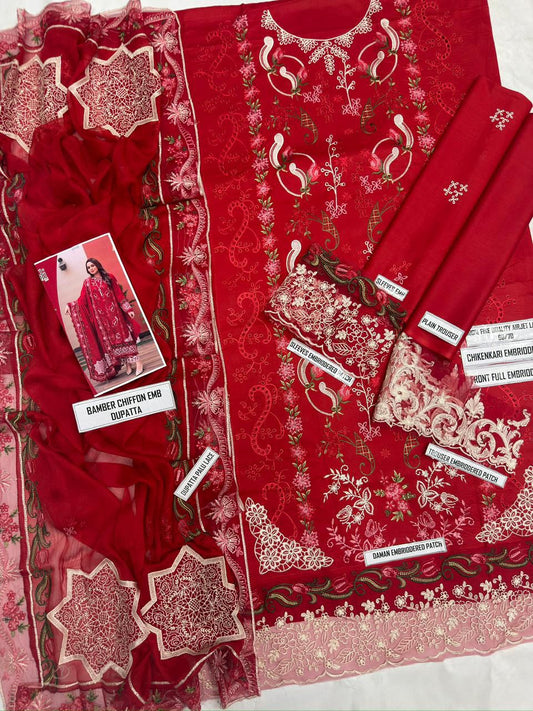 3-Piece Premium Embroidered Dhanak Suit