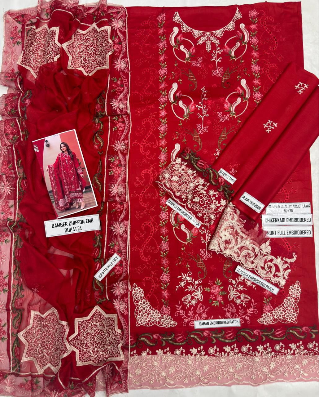 3-Piece Premium Embroidered Dhanak Suit