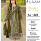 3-Piece Laam Inspired Premium Embroidered Dhanak Suit AL-828