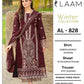 3-Piece Laam Inspired Premium Embroidered Dhanak Suit AL-828