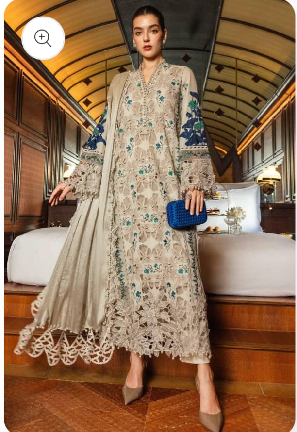 3-Piece Laam Inspired Premium Embroidered Dhanak Suit