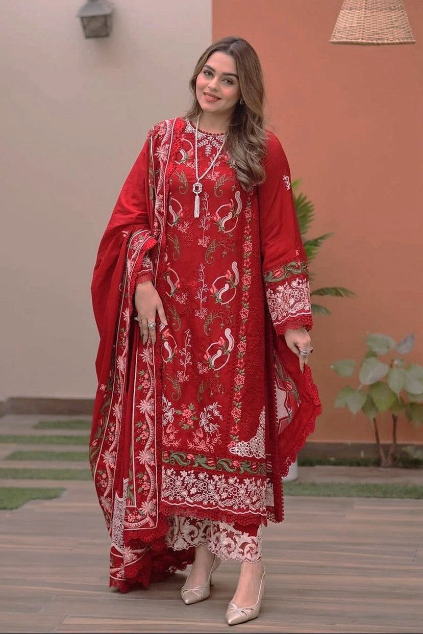 3-Piece Premium Embroidered Dhanak Suit