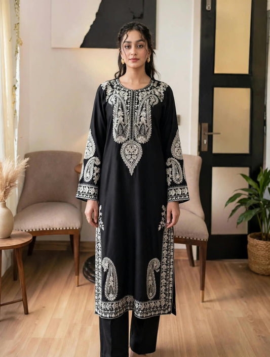 2-Piece Unstitch  | Premium Embroidered Winter Suit