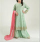 Kids 3PC Embroidered Summer Dress With Net Dupatta - Unstitched - DE-43