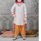 Kids 3PC Embroidered Summer Dress With Net Dupatta - Unstitched - DE-08