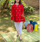Kids 3PC Embroidered Summer Dress With Net Dupatta - Unstitched - DE-56
