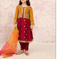 Kids 3PC Embroidered Summer Dress With Net Dupatta - Unstitched - DE-02