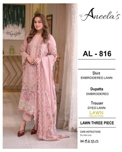 3 Piece - Embroidered Lawn Suit With Chiffon Emb Dupatta AL-816