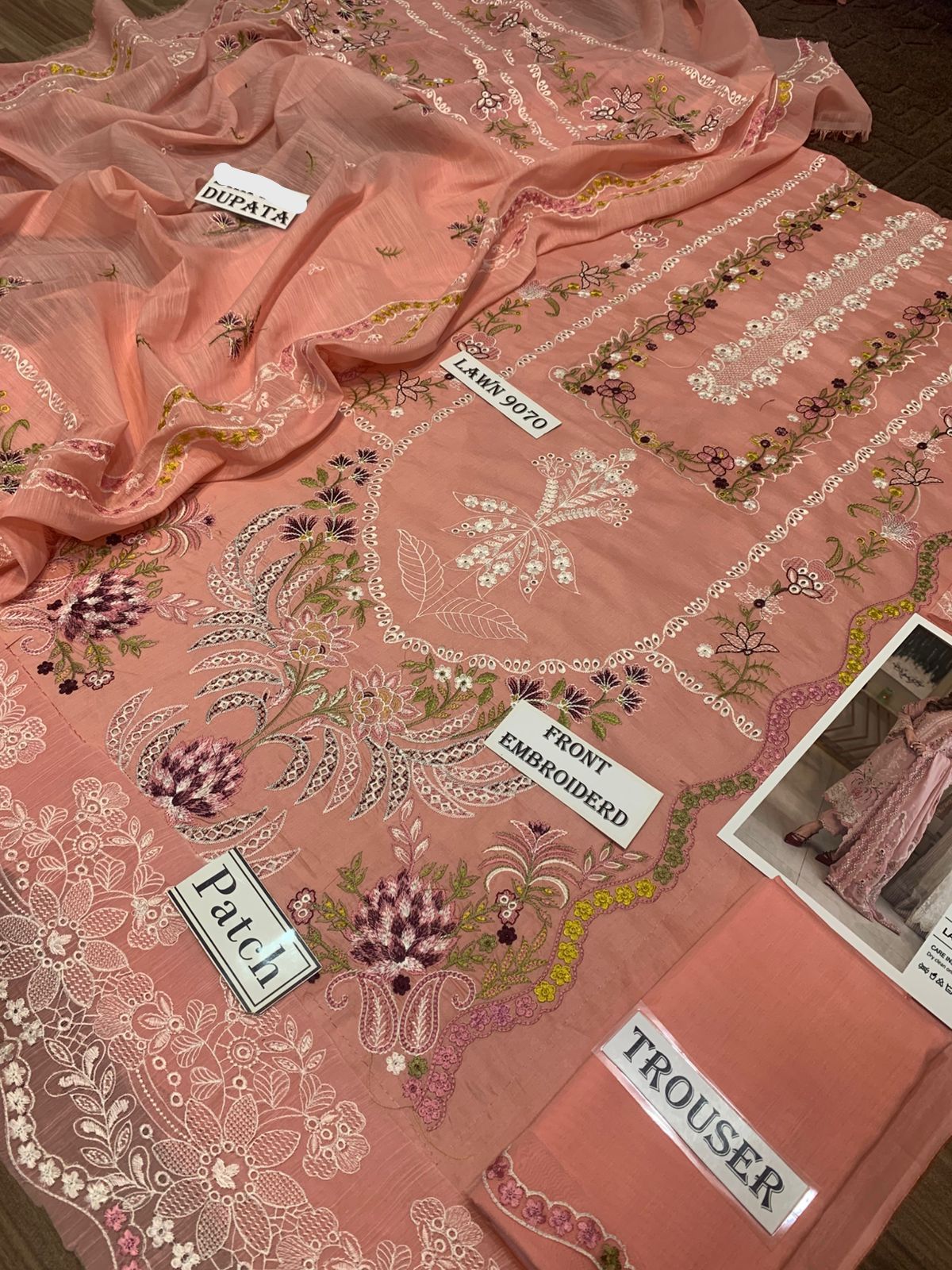 3 Piece - Embroidered Lawn Suit With Chiffon Emb Dupatta AL-816