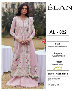 3 Piece - Embroidered Lawn Suit With Chiffon Emb Dupatta AL-822