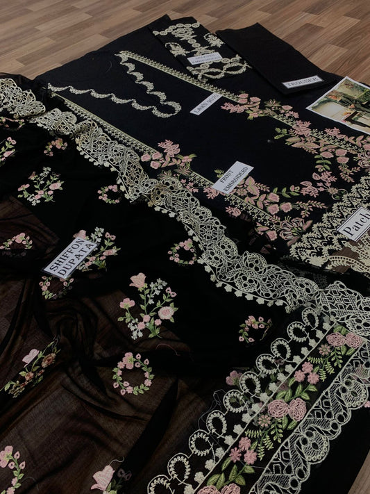 3 Piece - Embroidered Lawn Suit With Chiffon Emb Dupatta AL-811