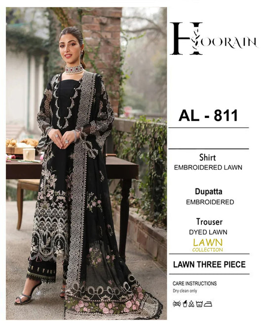 3 Piece - Embroidered Lawn Suit With Chiffon Emb Dupatta AL-811