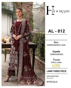 3 Piece - Embroidered Lawn Suit With Chiffon Emb Dupatta AL-812