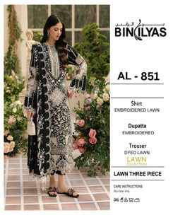 3 Piece - Embroidered Lawn Suit With Chiffon Emb Dupatta AL-851B