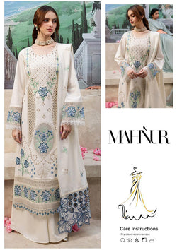 3 Piece - Embroidered Lawn Suit With Chiffon Emb Dupatta