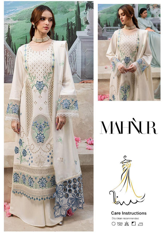 3 Piece - Embroidered Lawn Suit With Chiffon Emb Dupatta