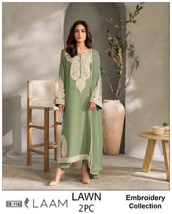 Embroidered 2Pc Lawn Unstitched Summer Dress - DE-1142