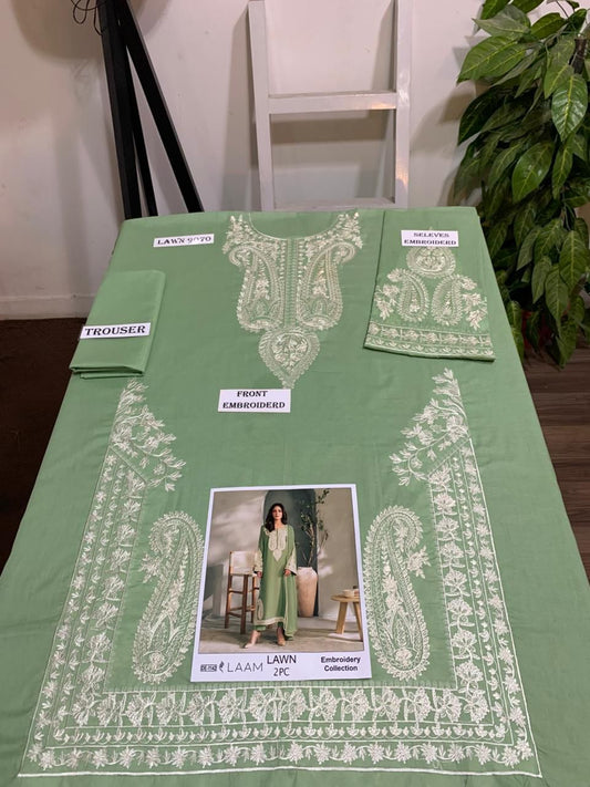 Embroidered 2Pc Lawn Unstitched Summer Dress - DE-1142