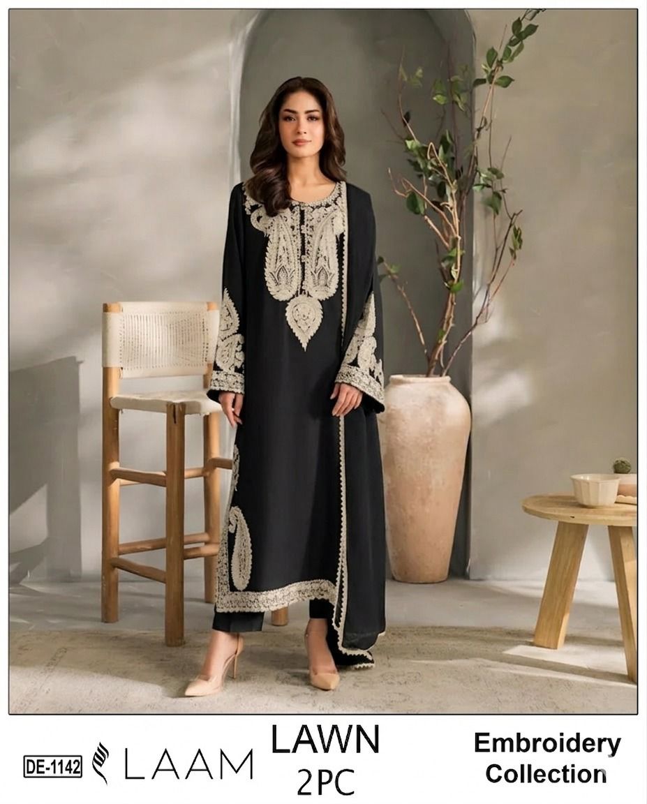 Embroidered 2Pc Lawn Unstitched Summer Dress - DE-1142