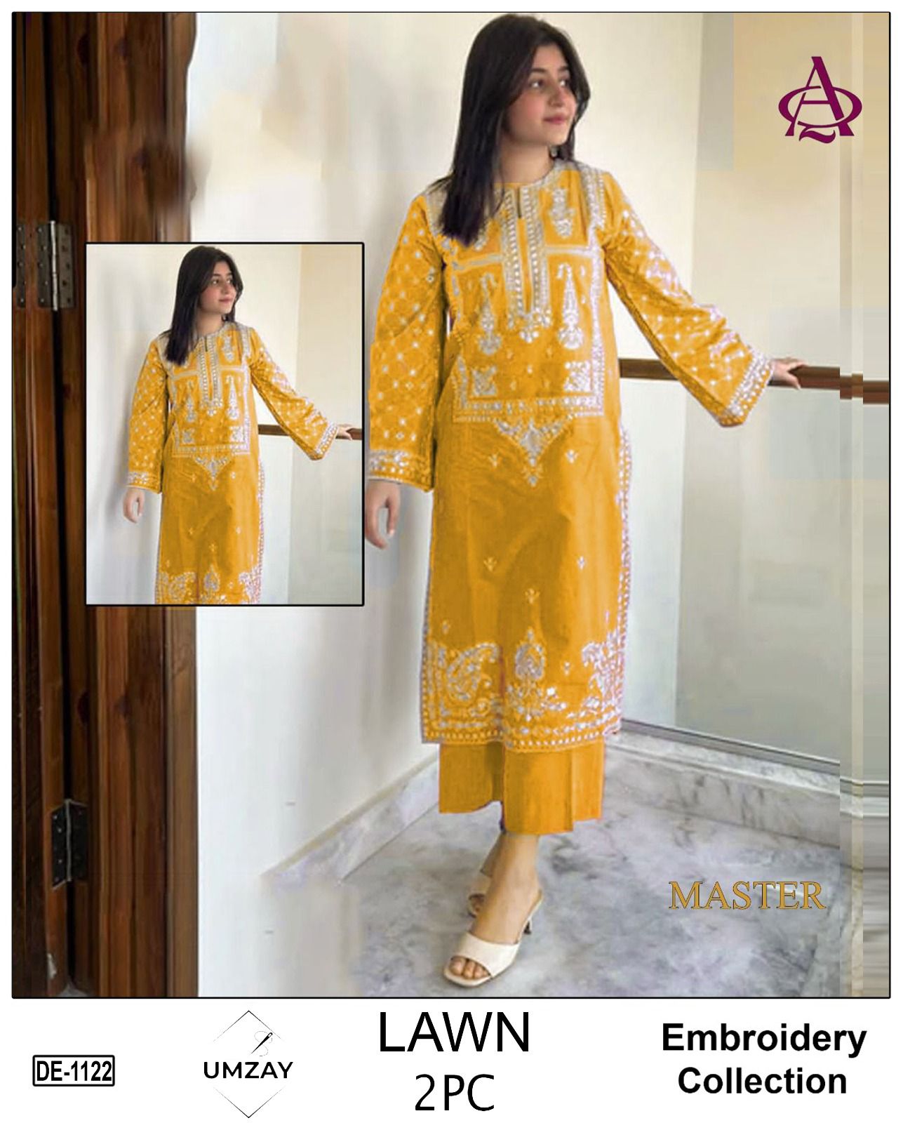Embroidered 2Pc Lawn Unstitched Summer Dress - DE-1122