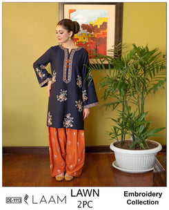 Embroidered 2Pc Lawn Unstitched Summer Dress - DE-1113