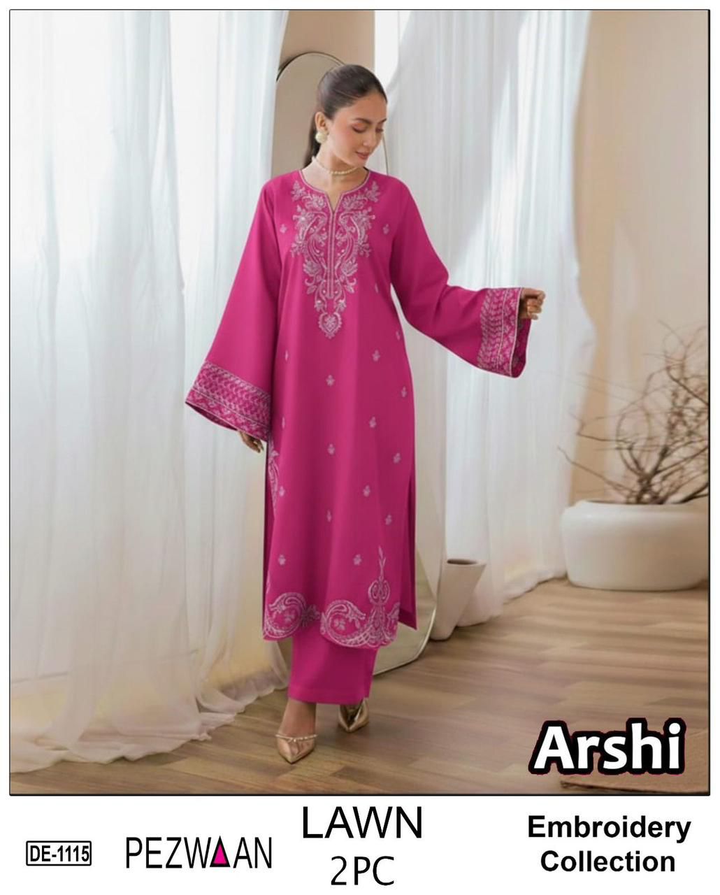 Embroidered 2Pc Lawn Unstitched Summer Dress - AL-1115
