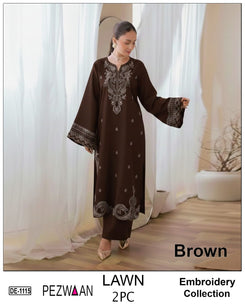 Embroidered 2Pc Lawn Unstitched Summer Dress - AL-1115