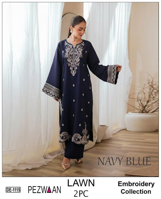Embroidered 2Pc Lawn Unstitched Summer Dress - AL-1115