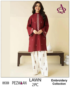 Embroidered 2Pc Lawn Unstitched Summer Dress - DE-3333