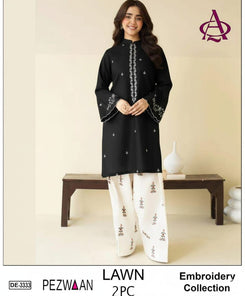 Embroidered 2Pc Lawn Unstitched Summer Dress - DE-3333