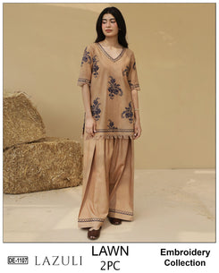 Embroidered 2Pc Lawn Unstitched Summer Dress - DE-1107