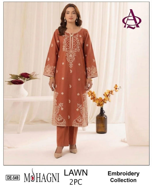 Embroidered 2Pc Lawn Unstitched Summer Dress - DE-549