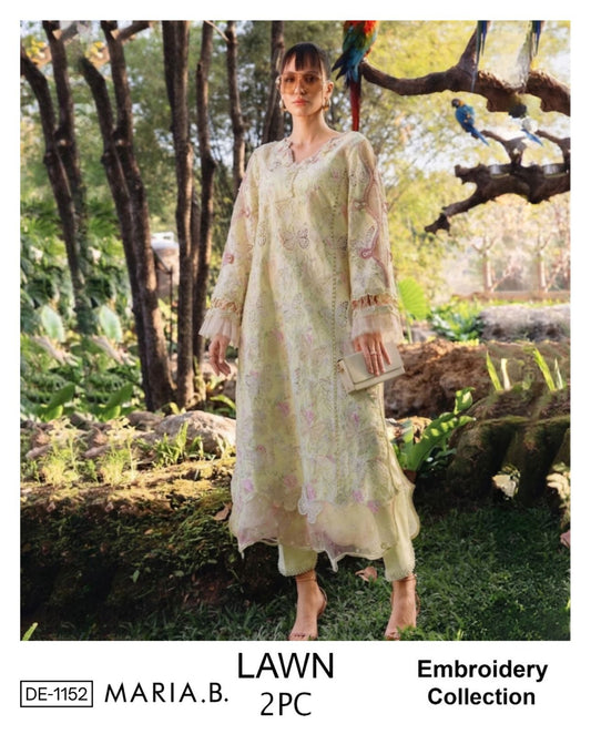 Embroidered 2Pc Lawn Unstitched Summer Dress - DE-1152