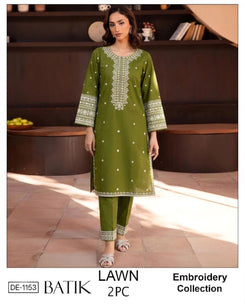 Embroidered 2Pc Lawn Unstitched Summer Dress - DE-1153