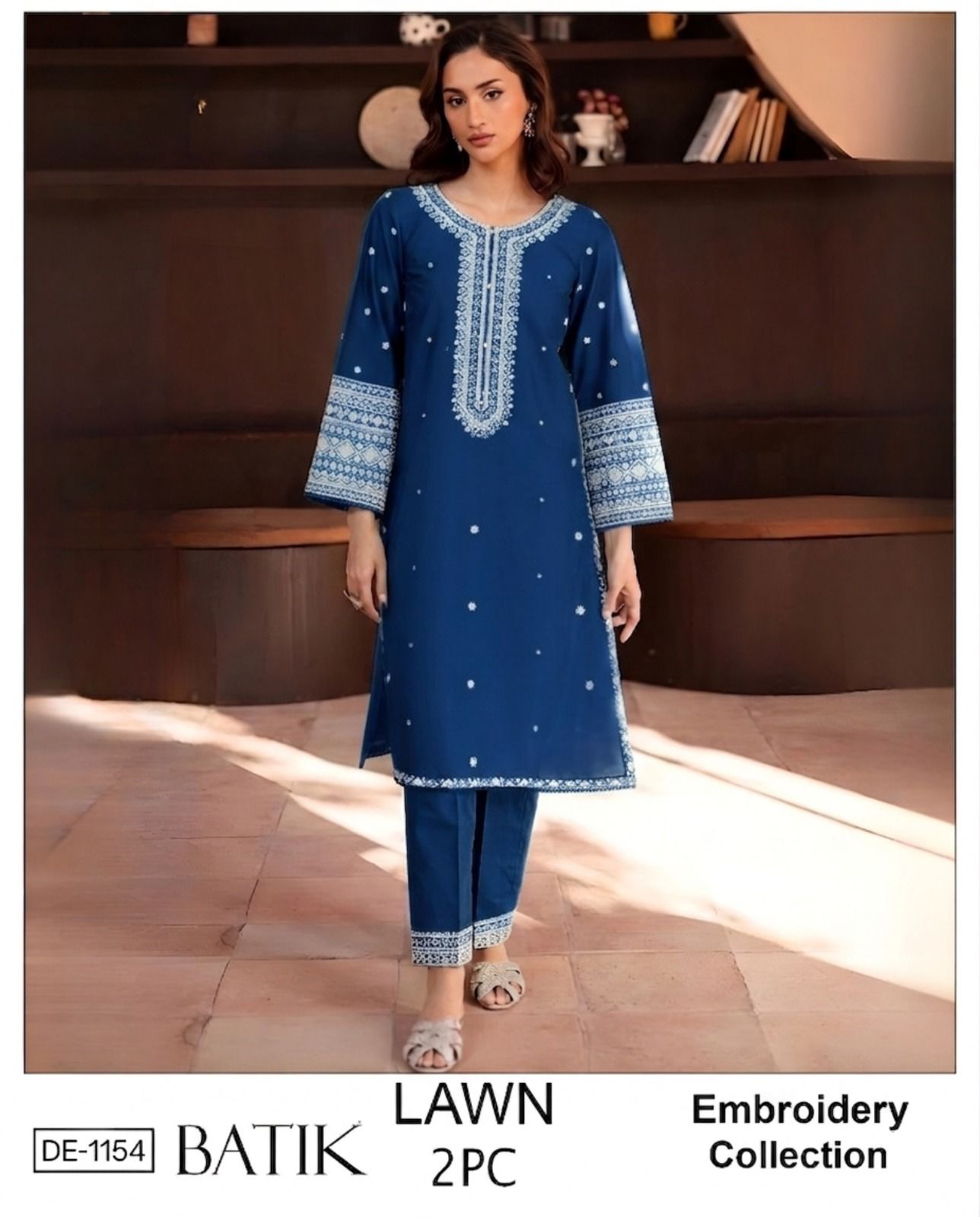 Embroidered 2Pc Lawn Unstitched Summer Dress - DE-1154