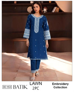 Embroidered 2Pc Lawn Unstitched Summer Dress - DE-1154
