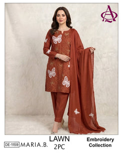 Embroidered 2Pc Lawn Unstitched Summer Dress - DE-1159