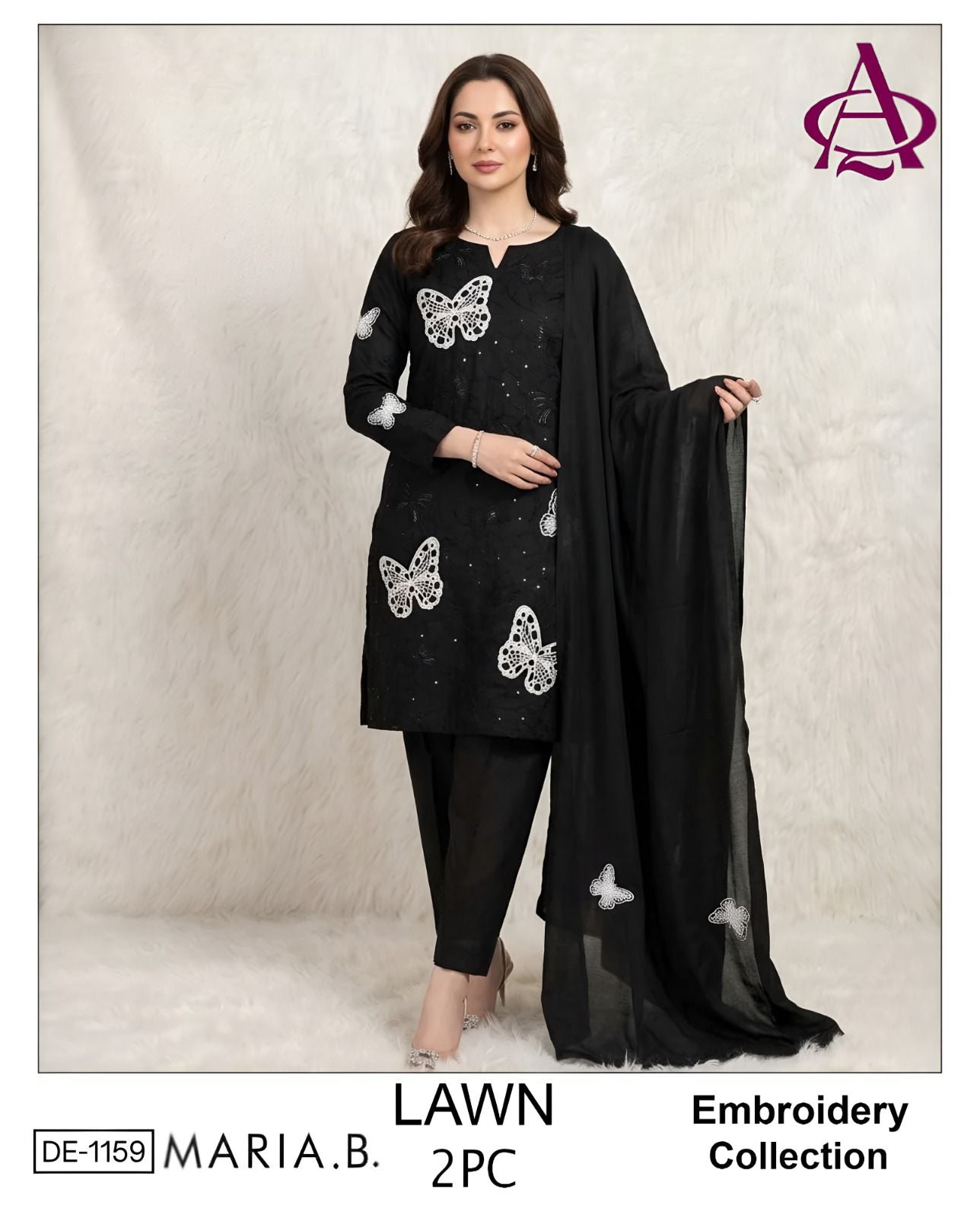 Embroidered 2Pc Lawn Unstitched Summer Dress - DE-1159