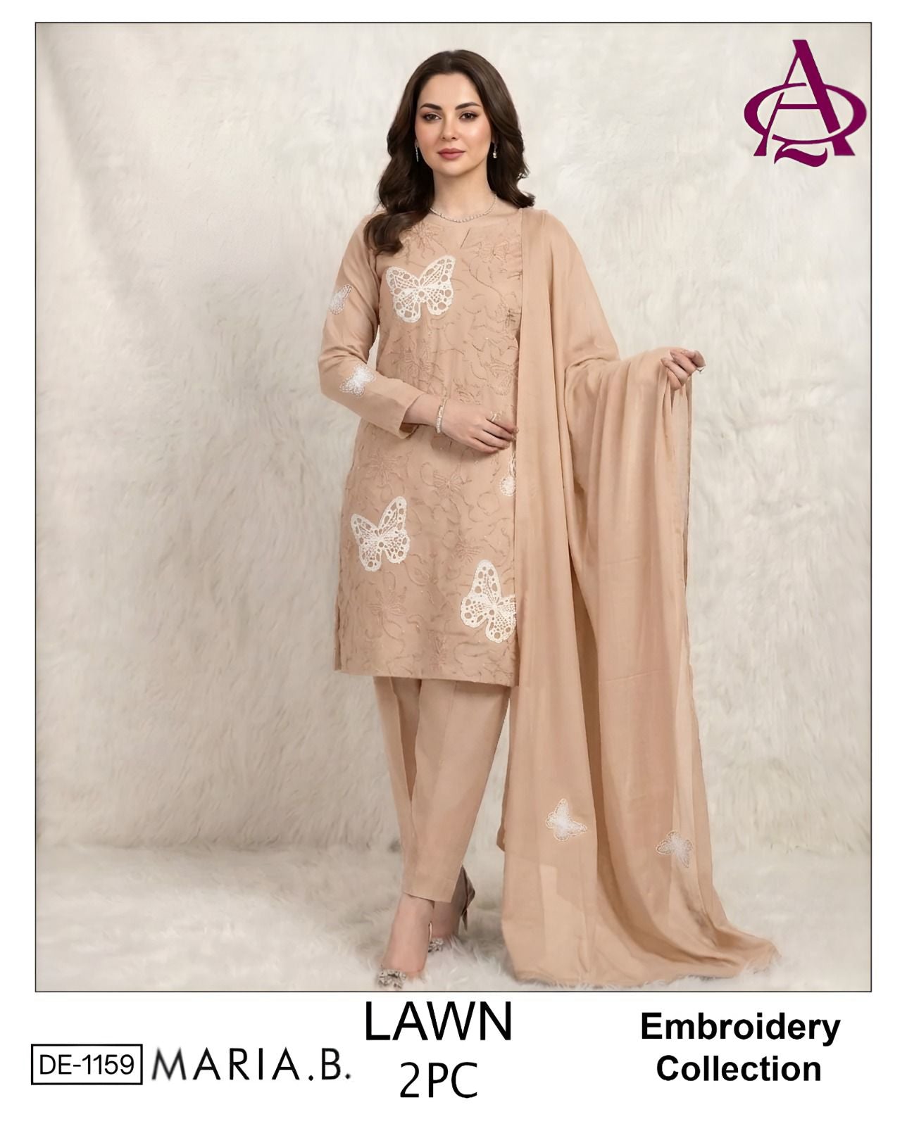 Embroidered 2Pc Lawn Unstitched Summer Dress - DE-1159