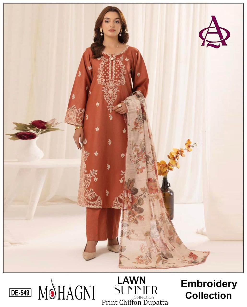 Embroidered Lawn Unstitched Summer Dress -DE-549