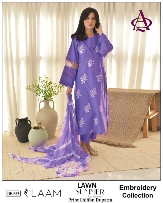 Embroidered Lawn Unstitched Summer Dress -DE-557