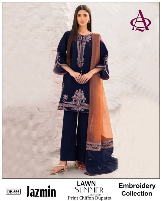 Embroidered Lawn Unstitched Summer Dress -DE-555