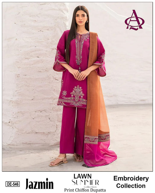 Embroidered Lawn Unstitched Summer Dress -DE-546